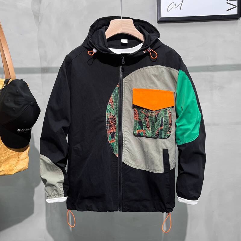Mens Fashion Bomber Jacket - Мужская повседневная свободная куртка с капюшоном