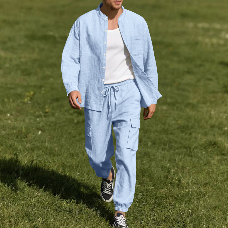 Linen Shirt Summer - Мужской льняной дышащий комплект из двух