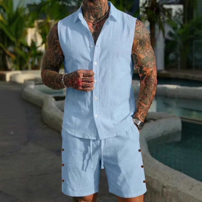 Linen Shirt Summer - Мужской комплект из 2 предметов: льняная