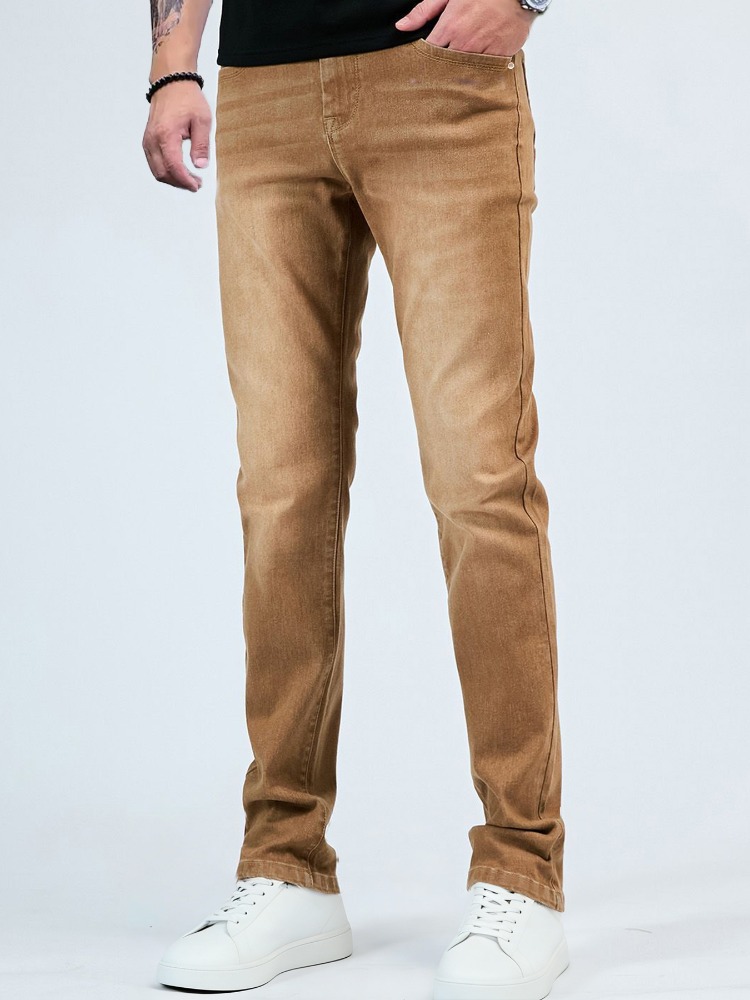 Men'S Fashion Khaki Pants - Мужские джинсы-стрейч прямого кроя цвета хаки,