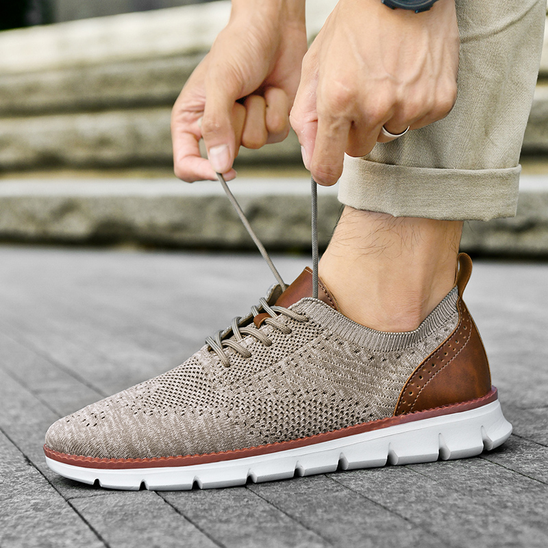Casual Sneakers Men - Мужские повседневные туфли-броги: классические, дышащие, с
