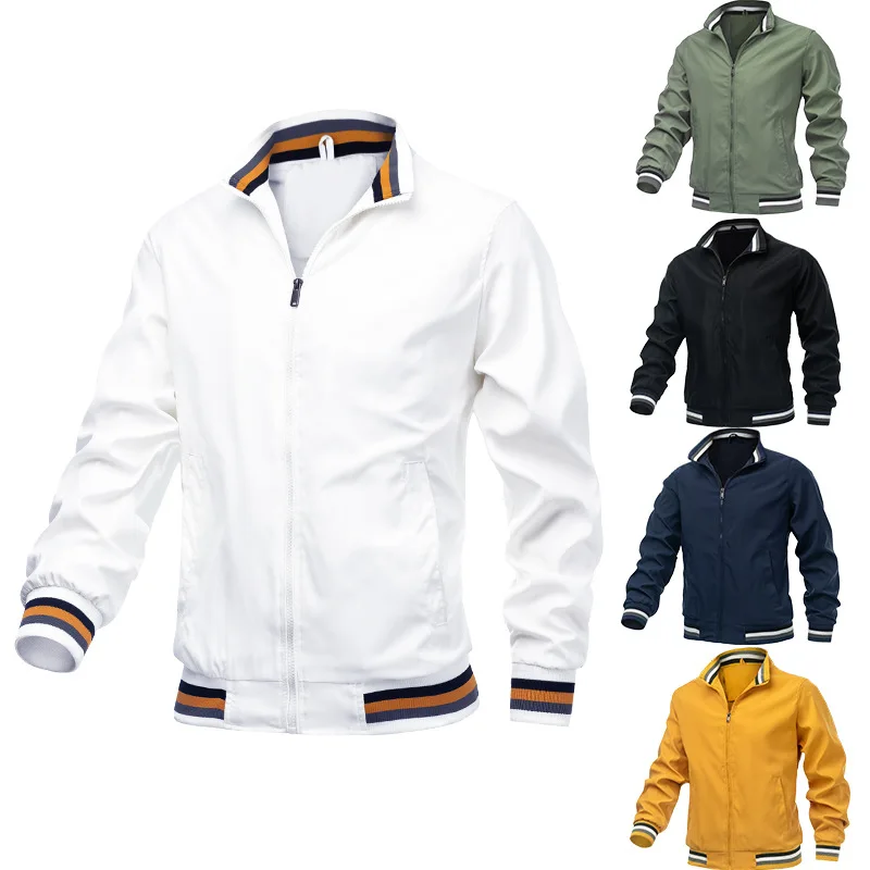 Mens Fashion Bomber Jacket - Весенне-осенняя куртка-бомбер, мужская черная повседневная приталенная