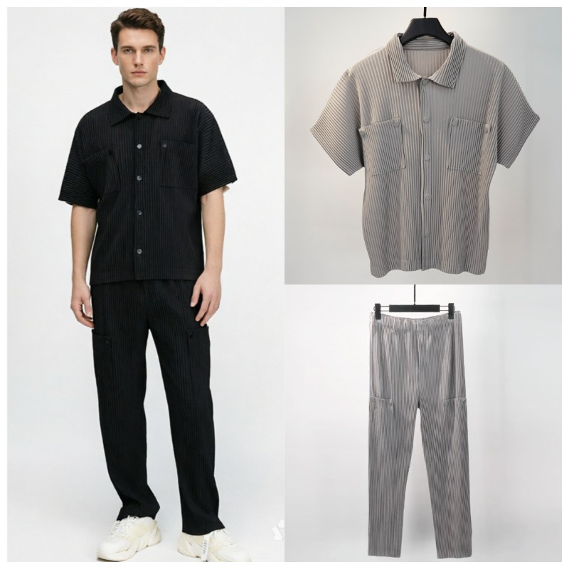 Men'S Fashion For 2026 - Мужской плиссированный комплект Miyake: рубашка и