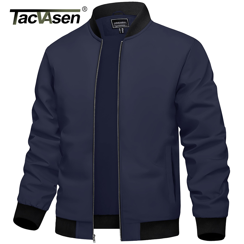Mens Fashion Bomber Jacket - TACVASEN Мужская университетская куртка, осенняя легкая