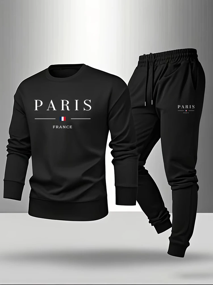 Paris Men'S Fashion - Мужской комплект с принтом Paris: пуловер