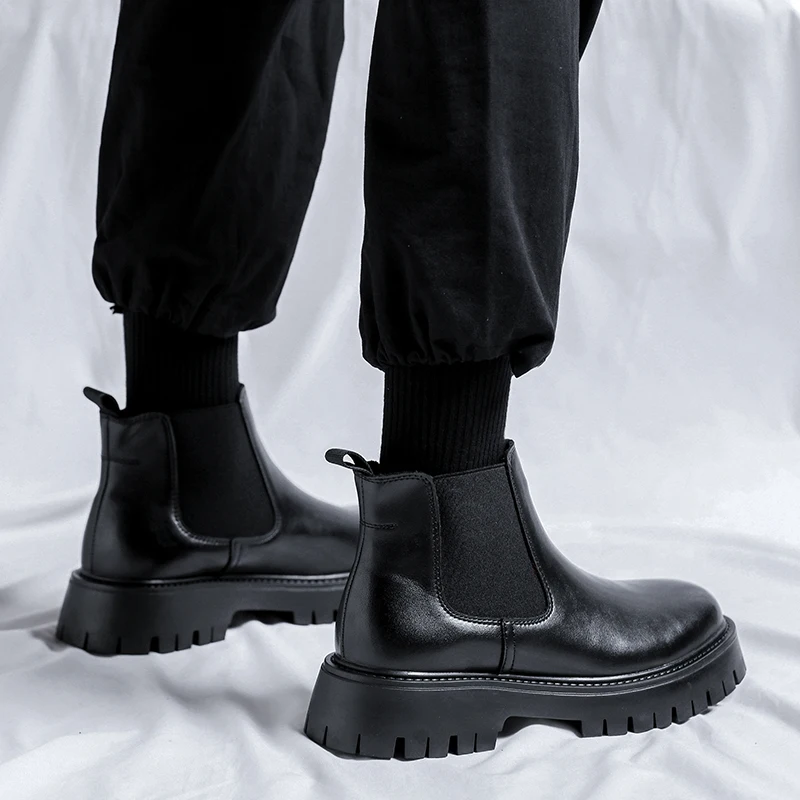 Mens Fashion Dress Shoes - Ботинки «Челси», модная кожаная джентльменская обувь,