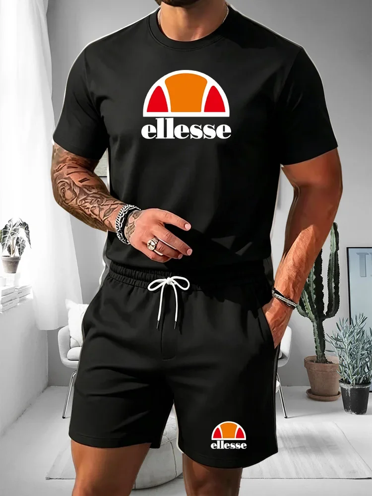 Men'S Fashion 2025 - Мужской спортивный костюм-двойка: футболка с круглым