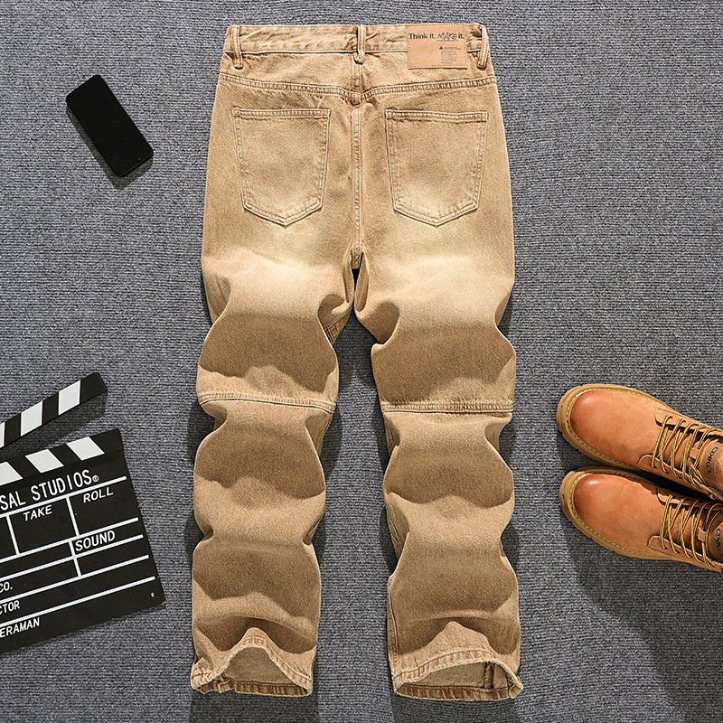 Men'S Fashion Khaki Pants - Джинсы цвета хаки в стиле ретро,