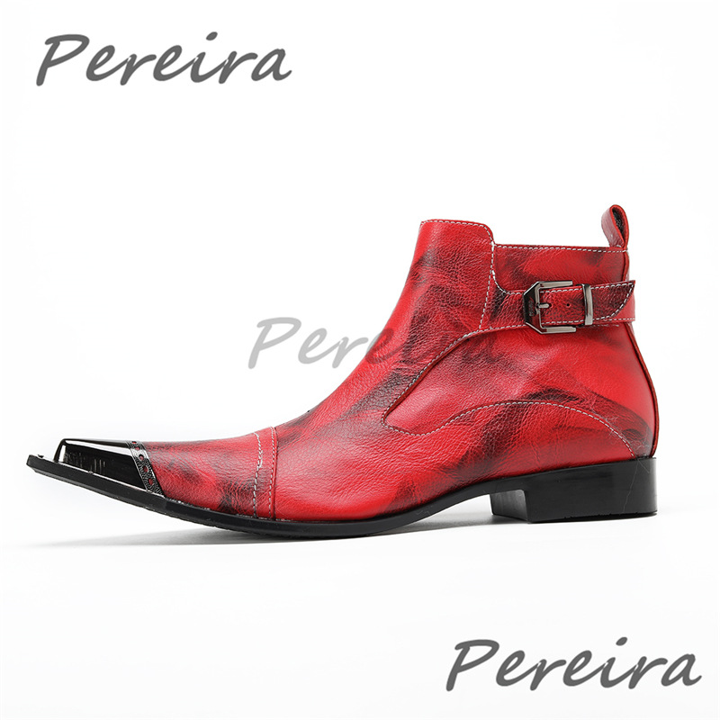 Mens Fashion Dress Shoes - Красные, черные мужские ботильоны с острым