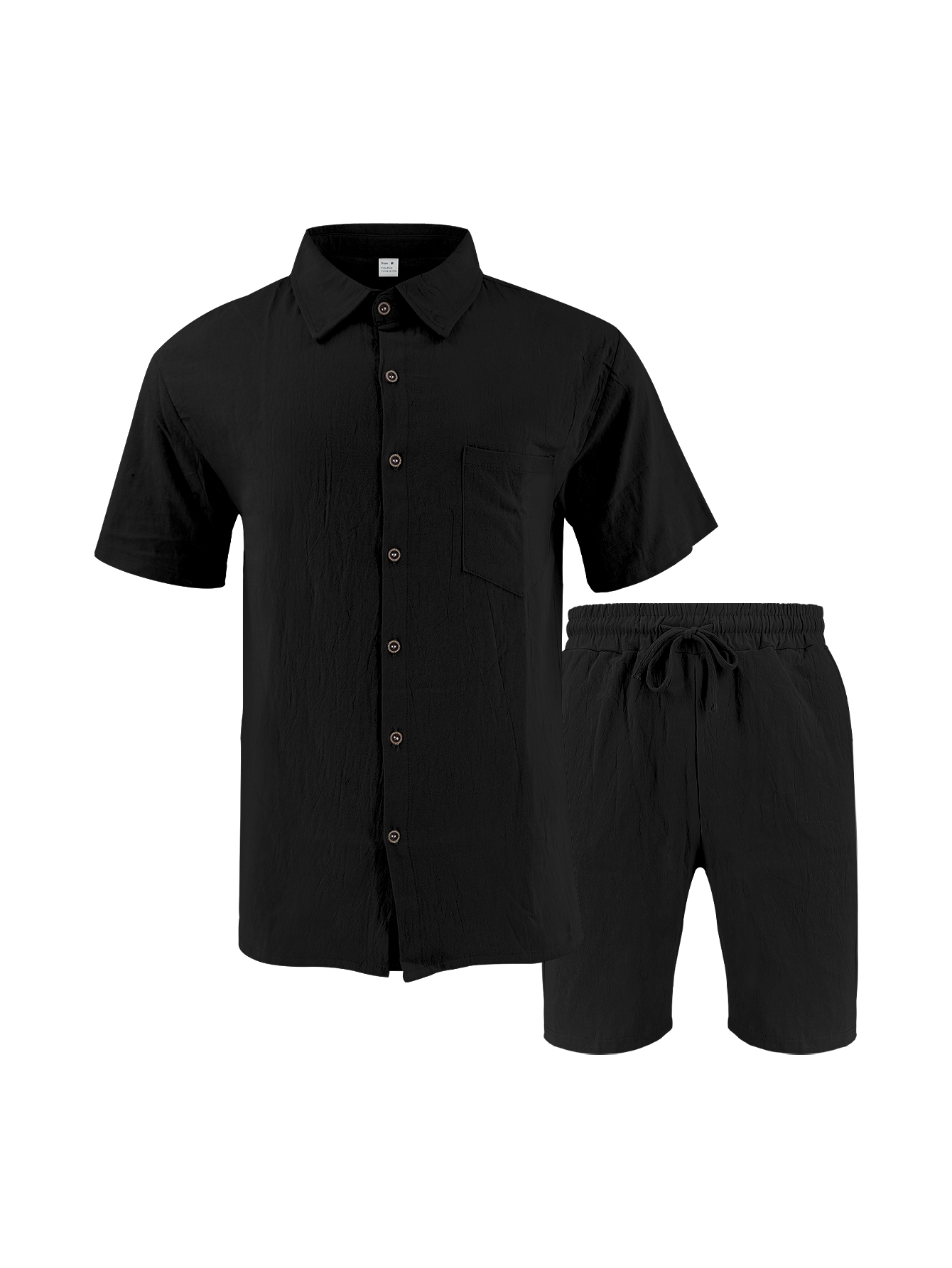 Linen Shirt Summer - Мужской льняной текстурированный комплект из двух