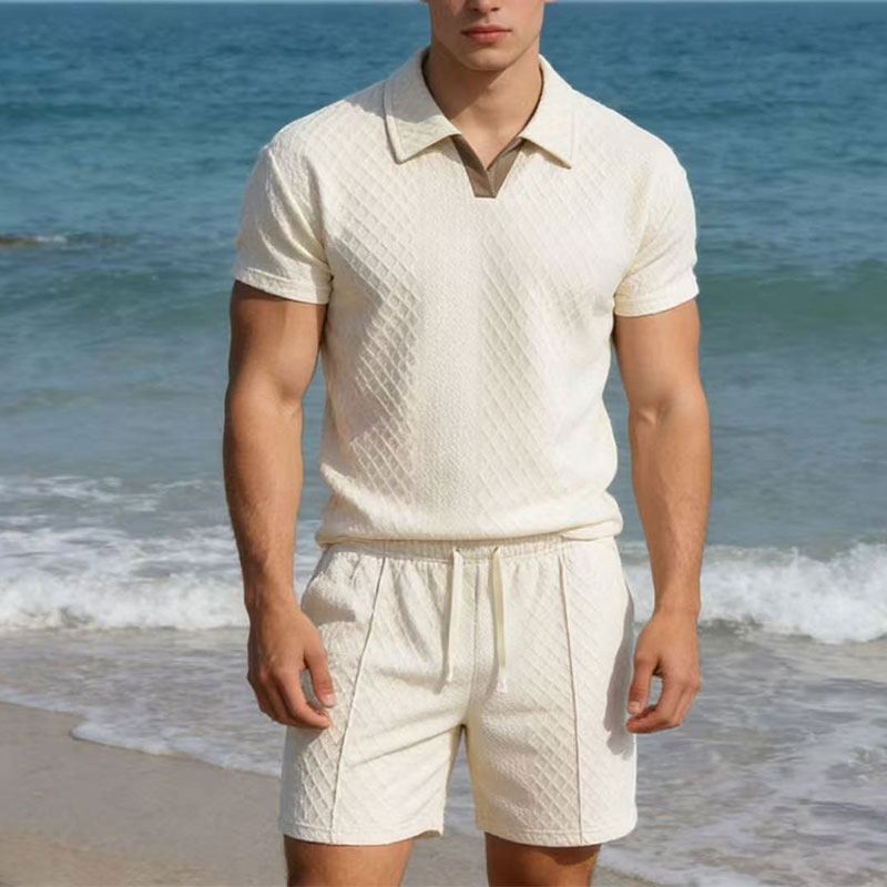 Men'S Fashion Color - Летний мужской костюм 2026: однотонный вафельный