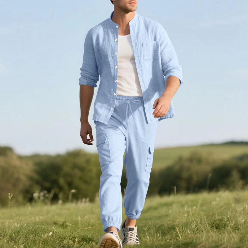 Мужской льняной дышащий компле – обзор и цена Linen Shirt Summer
