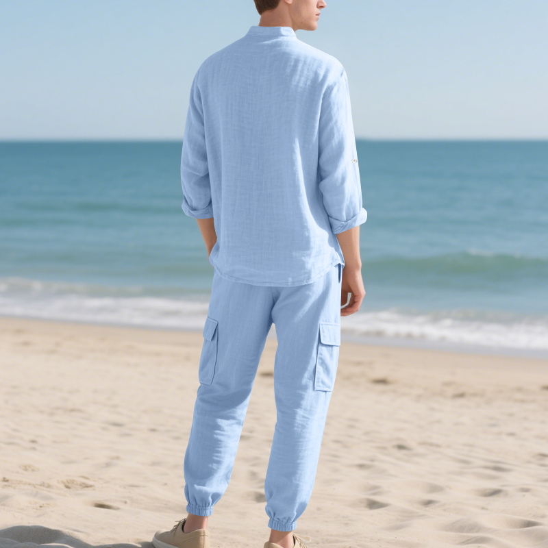 Мужской льняной дышащий компле – обзор и цена Linen Shirt Summer
