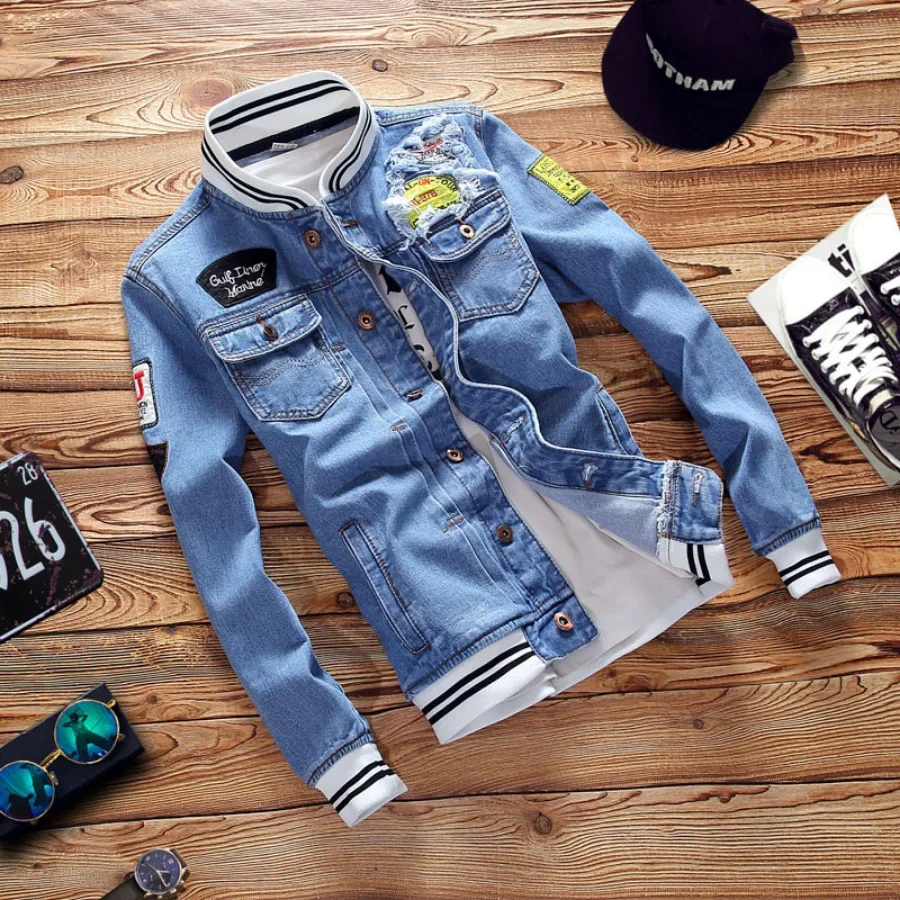Новинка 2026, мужские джинсовы – обзор и цена Mens Fashion Bomber Jacket