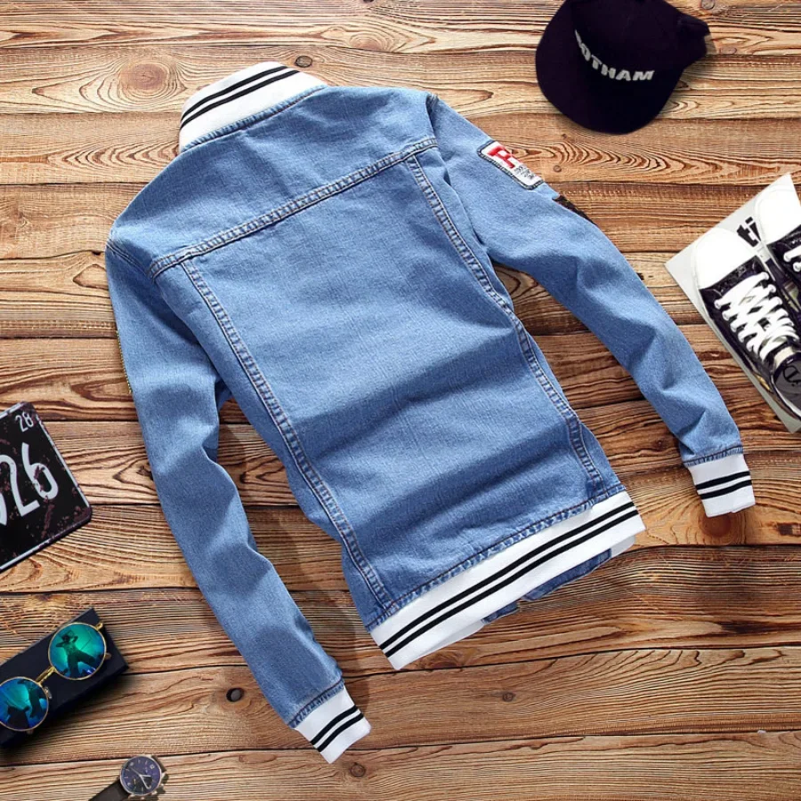 Новинка 2026, мужские джинсовы – обзор и цена Mens Fashion Bomber Jacket