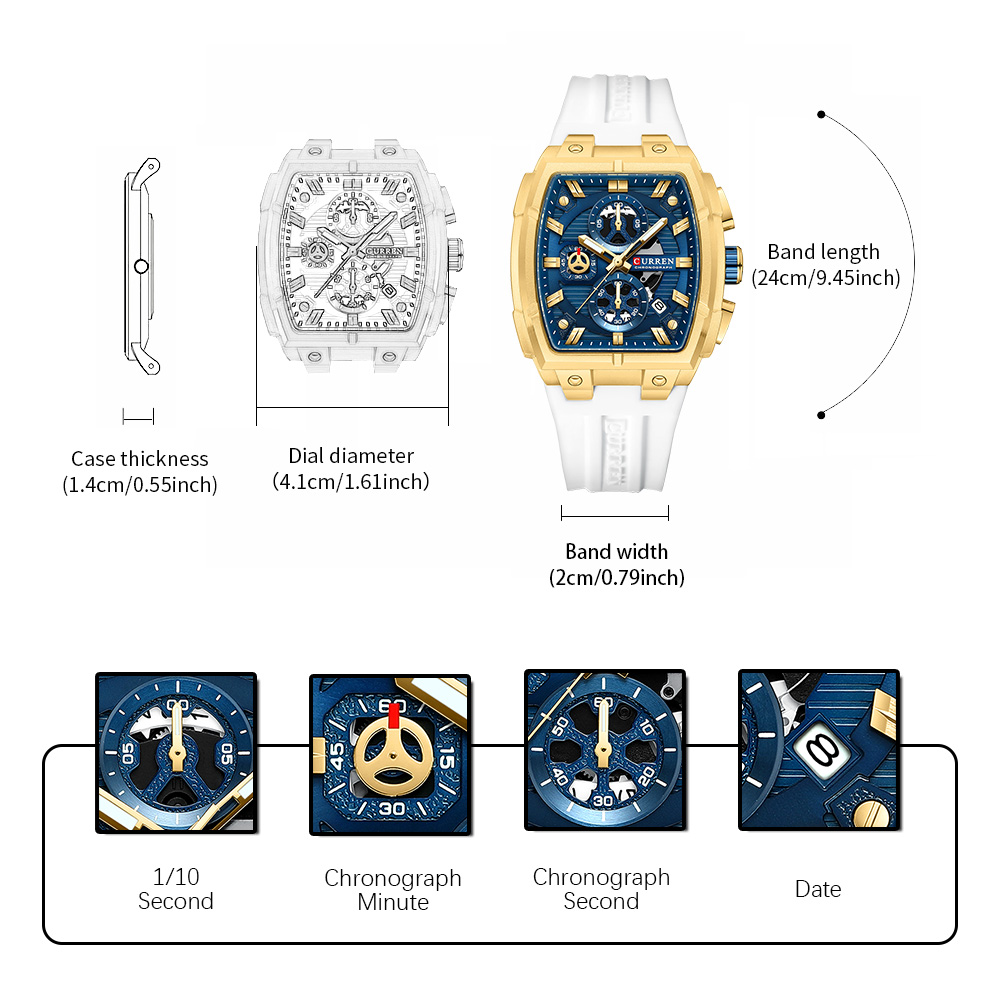 Роскошные винтажные часы CURRE – обзор и цена Mens Fashion Watch