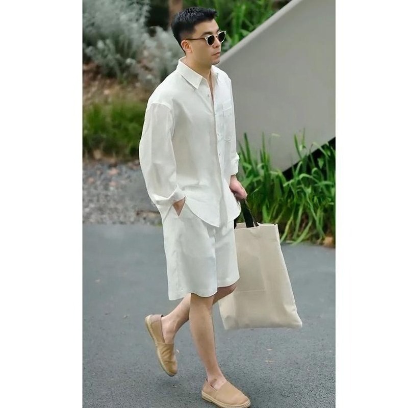 Летний повседневный комплект:  – обзор и цена Linen Shirt Summer