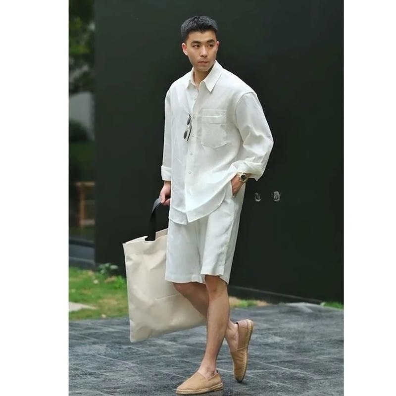 Летний повседневный комплект:  – обзор и цена Linen Shirt Summer