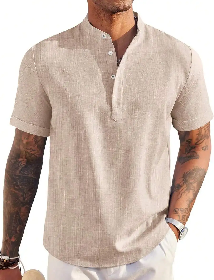 Мужская льняная рубашка-хенли  – обзор и цена Linen Shirt Summer