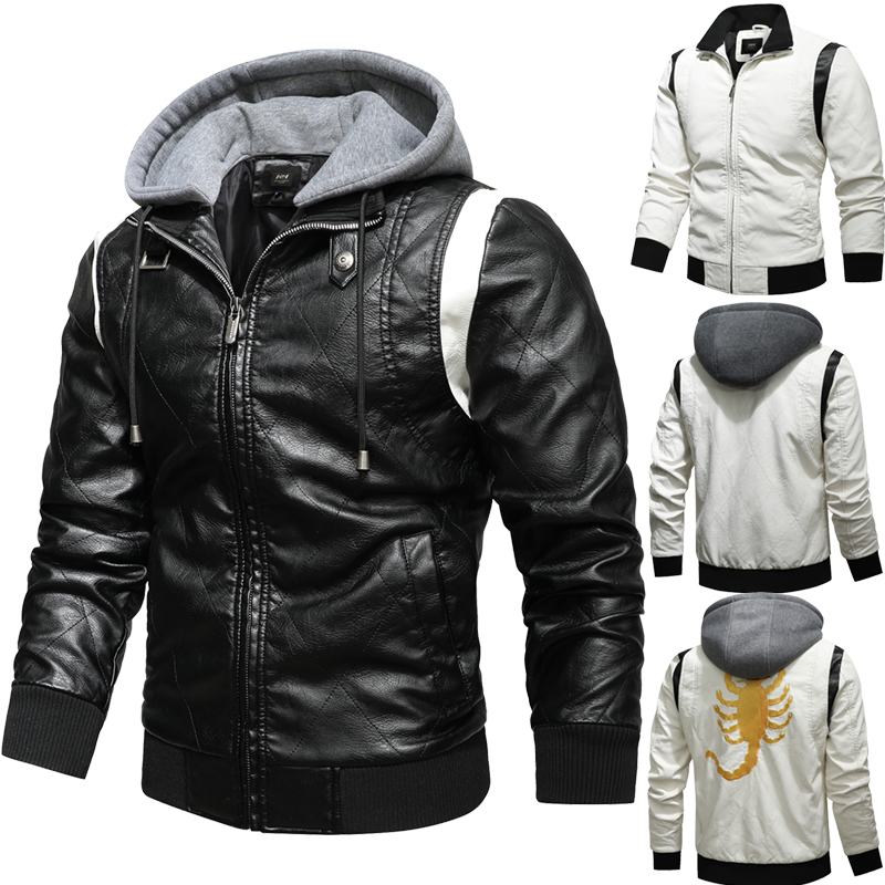 Осенне-зимняя кожаная куртка-б – обзор и цена Mens Fashion Bomber Jacket