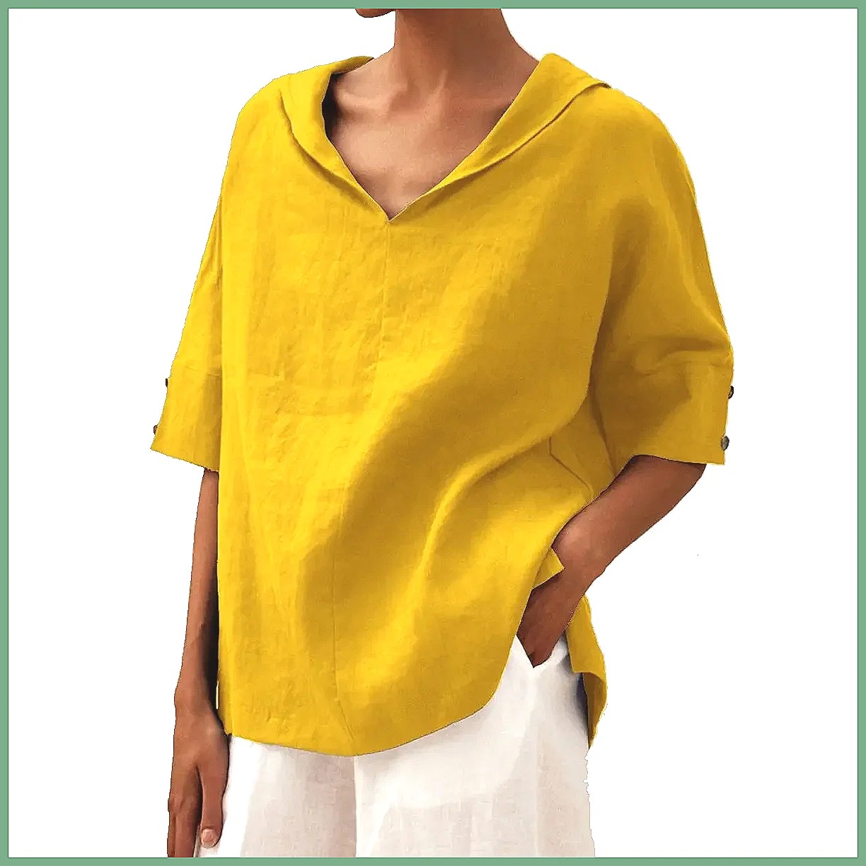 Женская свободная блузка с V-о – обзор и цена Linen Shirt Summer