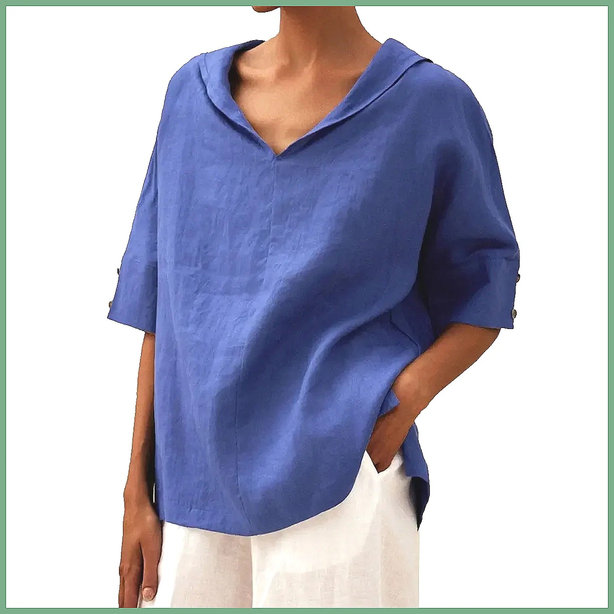 Женская свободная блузка с V-о – обзор и цена Linen Shirt Summer