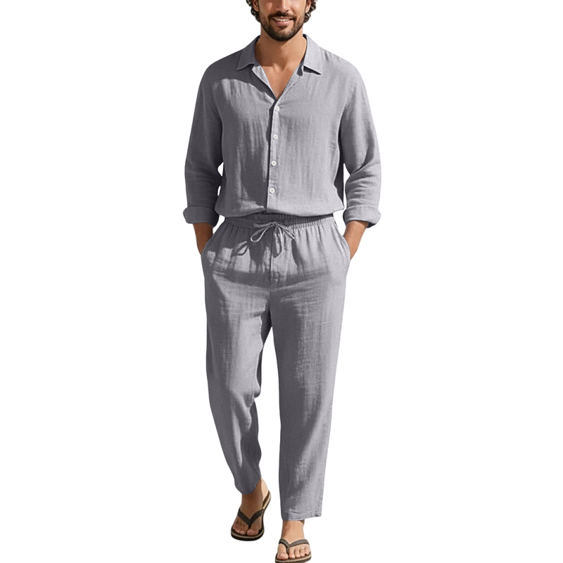 Льняные повседневные комплекты – обзор и цена Men'S Fashion Color